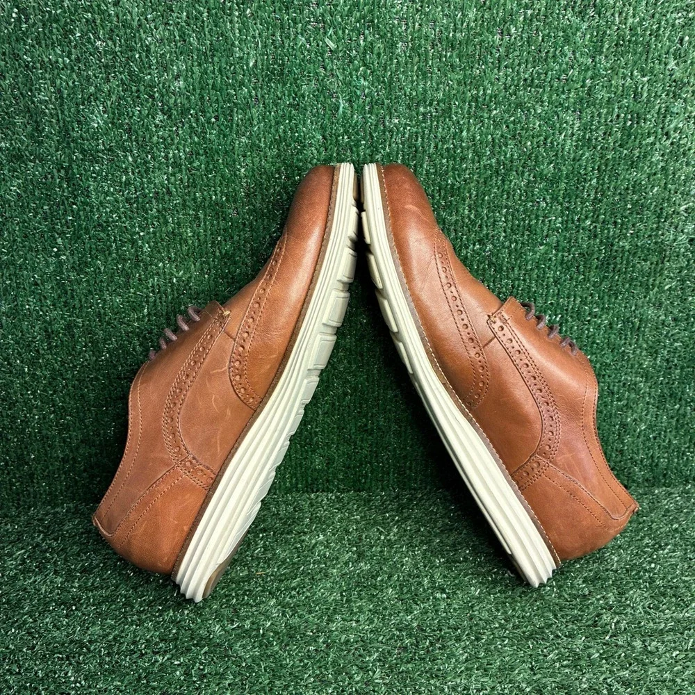 Cole Haan Original Grand Wingtip Oxford Leather Brogue Dress Brown Mens 12 Wide